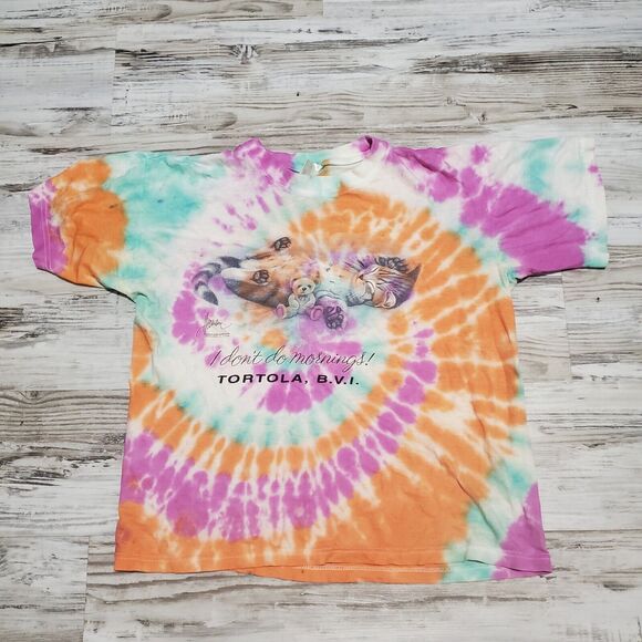 Tye Dye Spiral Shirt Size Medium Bob Harrison Kitten 😸 Shirt Cat Shirt - Picture 1 of 4